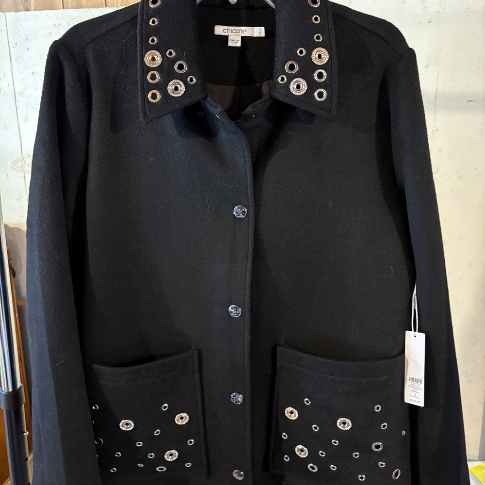Chico’s Wool Car Coat with Grommets
